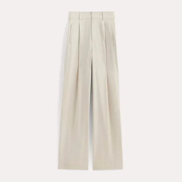 Everlane Women's Draper Pleated Pant in Buttersmooth in Heathered Oat, Size 8 - Picture 3 of 4